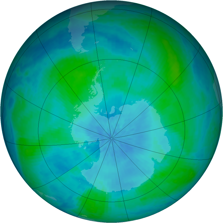Antarctic ozone map for 21 February 2002